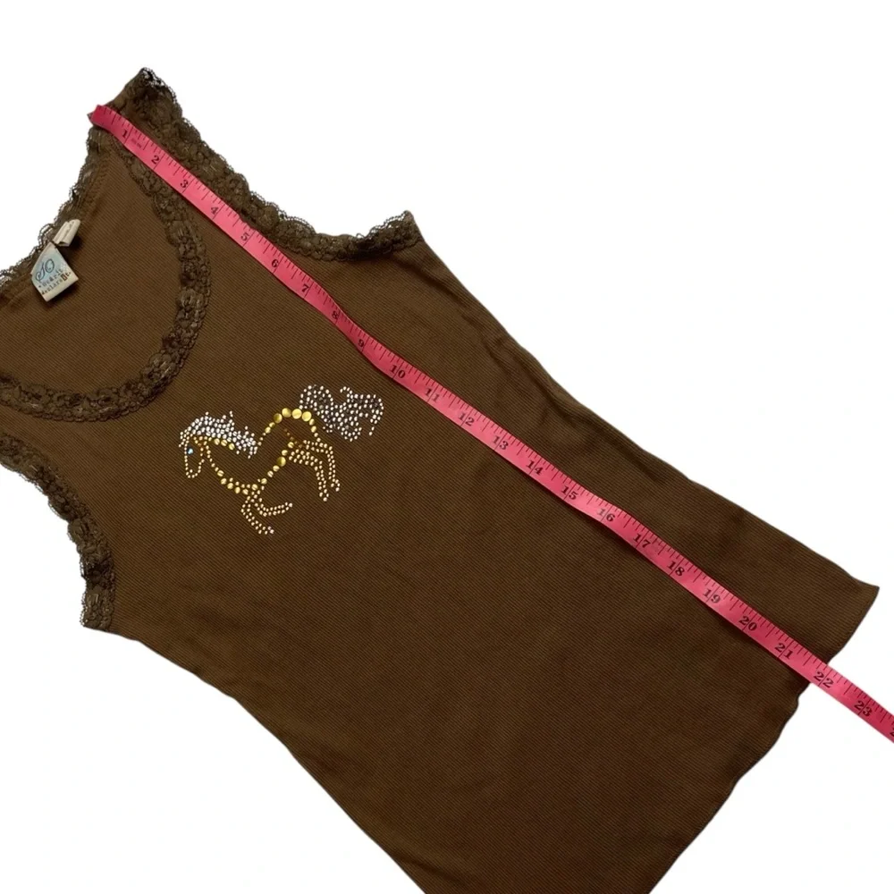 Y2K Tank Top Lace Horse Medium - Picture 8 of 10